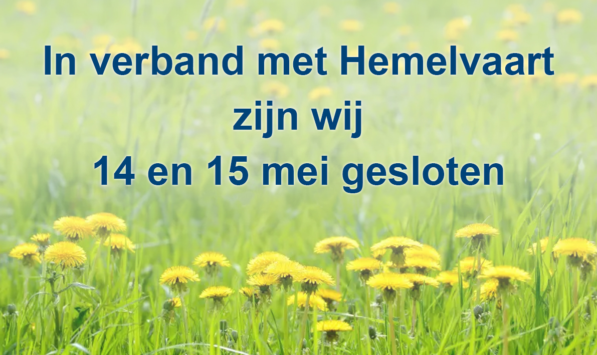 Glaslinq is met Hemelvaart 2 dagen gesloten